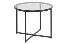 Stolik Szklany - okrągły, czarny metal, nowoczesny