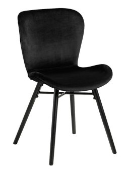 Krzesło Bretania CZARNE, czarne dębowe nogi, welur
