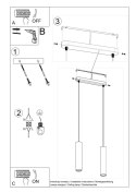 LAMPA WISZĄCA LOFT, BETONOWA, WĄSKA, INDUSTRIALNA, DO SALONU, 2 x Gu10