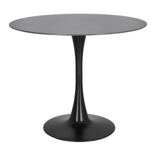 OKRĄGŁY, CZARNY STÓŁ TULIP, MARMUROWY, NA JEDNEJ NODZE, 90 CM, DO JADALNI