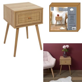SZAFKA NOCNA SOLANA, BOHO, PLECIONY FRONT, DREWNIANA, NATURALNA, SYPIALNIA