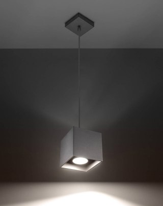 LAMPA WISZĄCA AURAE, QUAD, SZARA, ALUMINIUM, GU10, NOWOCZESNA, LOFT, SALON