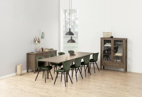 ELEGANCKIE KRZESŁO VINTAGE - BRETANIA, NATURALNA ZIELEŃ, CZARNE DĘBOWE NOGI