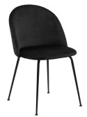 Krzesło Layla - czarne, pikowane, czarny metal, do kuchni, do jadalni