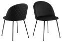 Krzesło Layla - czarne, pikowane, czarny metal, do kuchni, do jadalni