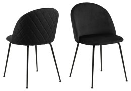 Krzesło Layla - czarne, pikowane, czarny metal