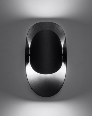 FUTURYSTYCZNY CZARNY KINKIET TEAR, METAL, ŚWIATŁO, OWAL