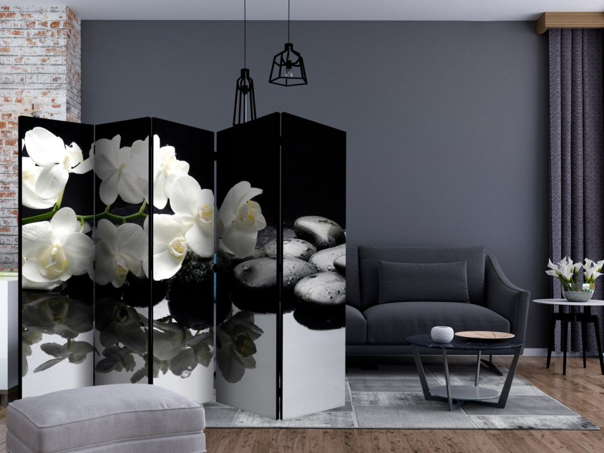 Parawan 5-częściowy - SPA, kamienie i orchidea II Parawan 5-częściowy - SPA, kamienie i orchidea II