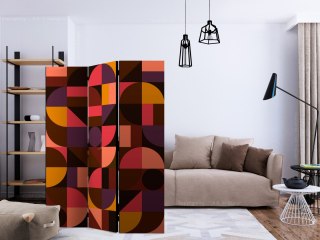 Parawan 3-częściowy - Geometryczna mozaika (czerwony)