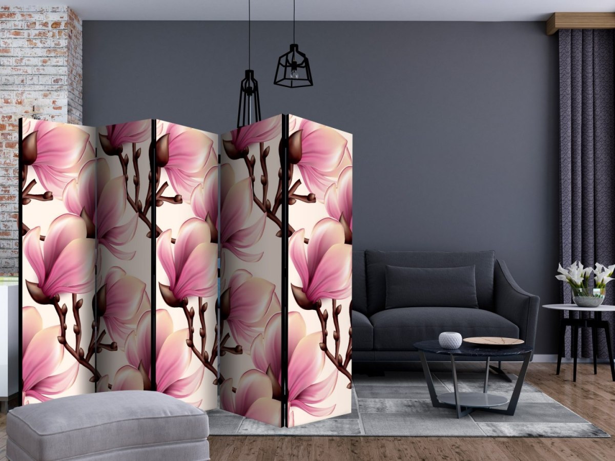 Parawan 5-częściowy - Kwitnące magnolie II Parawan 5-częściowy - Kwitnące magnolie II
