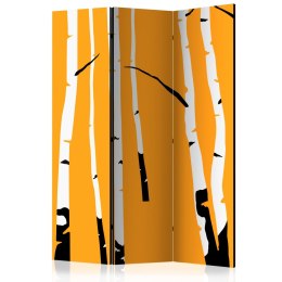 Parawan 3-częściowy - Birches on the orange background