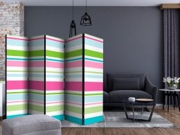 PARAWAN 5-CZĘŚCIOWY POKOJOWY, DEKORACYJNY 225 CM, Bright stripes II