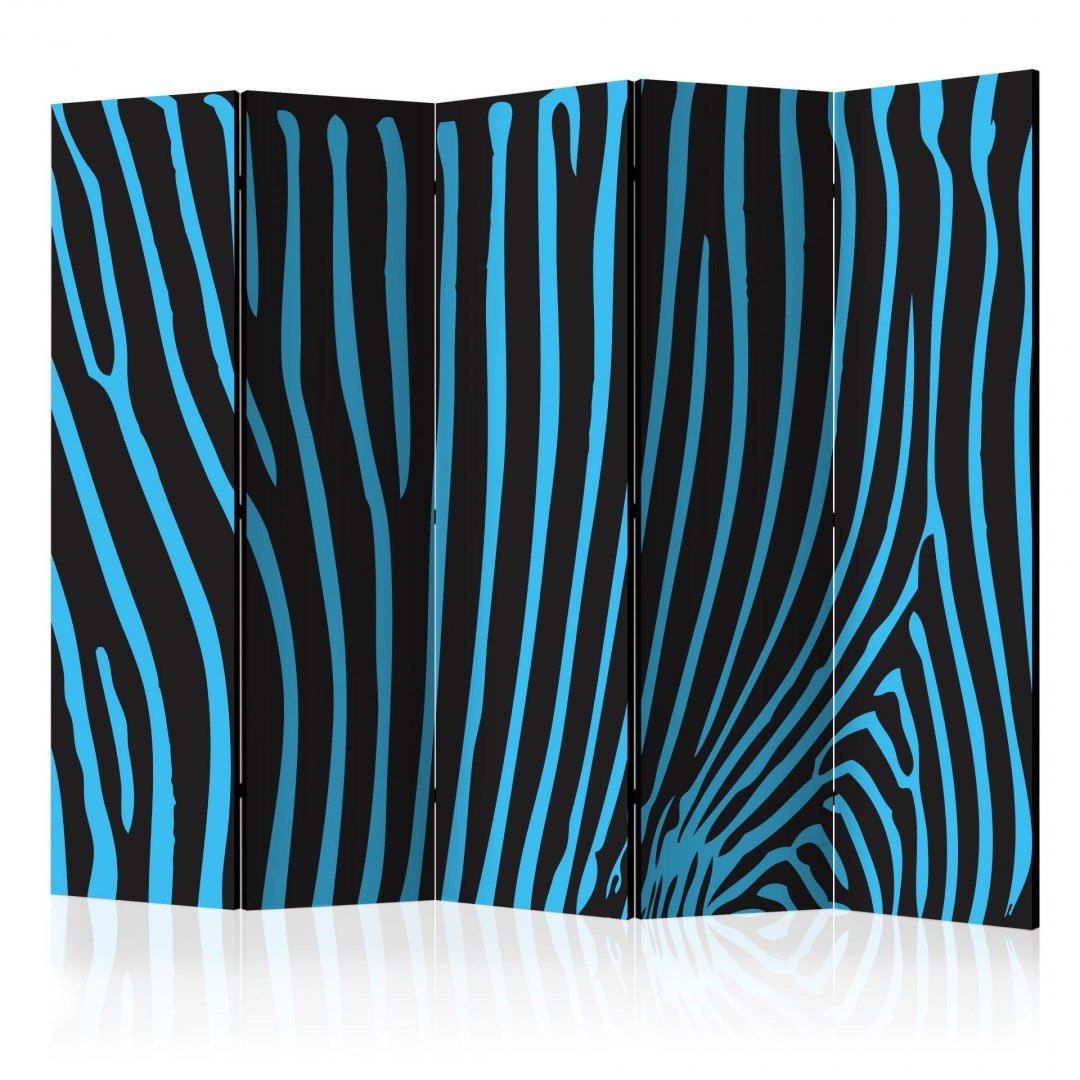 Parawan 5-częściowy - Zebra pattern (turkus) II Parawan 5-częściowy - Zebra pattern (turkus) II