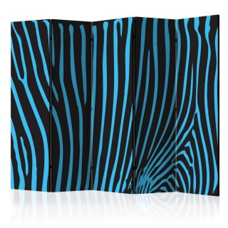 Parawan 5-częściowy - Zebra pattern (turkus) II