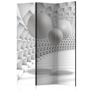Parawan 3-częściowy - Biały Tunel 3D, Kule