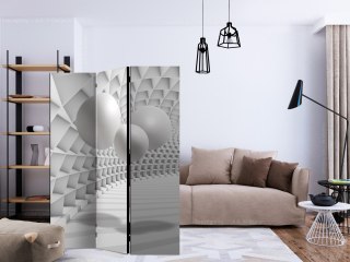 Parawan 3-częściowy - Biały Tunel 3D, Kule