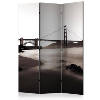 Parawan 3-częściowy - San Francisco: Most Golden Gate w czerni i bieli