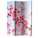 PARAWAN 3-CZĘŚCIOWY POKOJOWY, DEKORACYJNY 135 CM, Symbol Japonii - kwiaty wiśni sakura