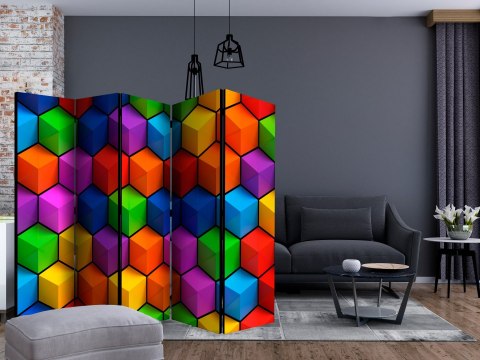 Parawan 5-częściowy - Kolorowe pola geometryczne II Parawan 5-częściowy - Kolorowe pola geometryczne II