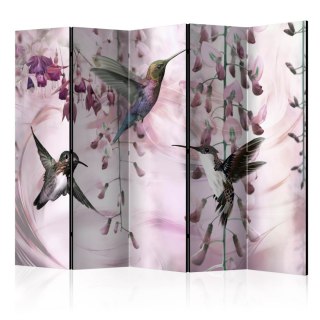 Parawan 5-częściowy - Latające kolibry (różowy) II