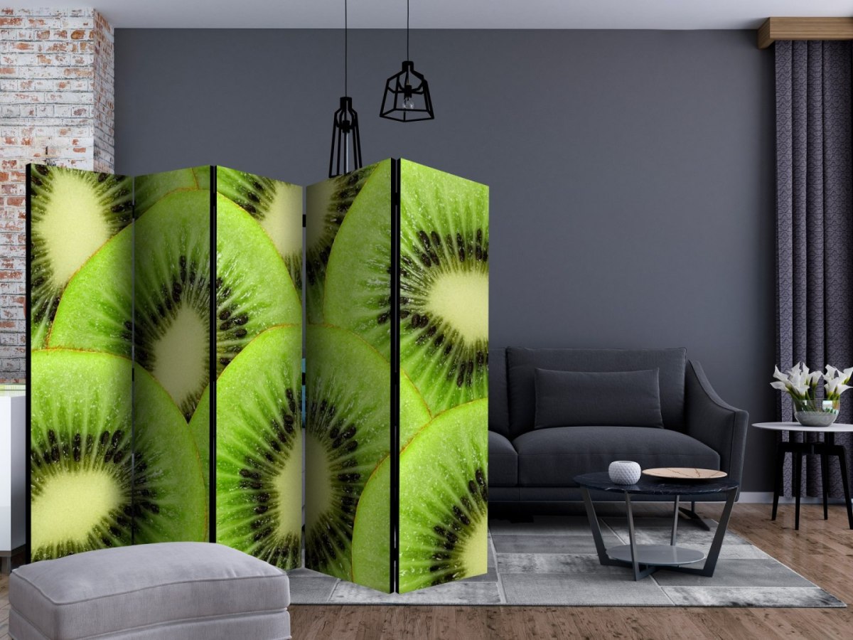 Parawan 5-częściowy - Plasterki kiwi II Parawan 5-częściowy - Plasterki kiwi II