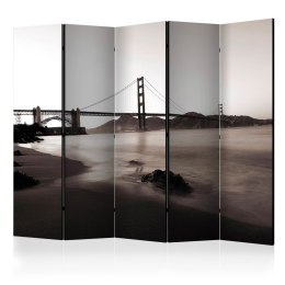 Parawan 5-częściowy - San Francisco: Most Golden Gate w czerni i bieli II