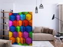 PARAWAN 3-CZĘŚCIOWY POKOJOWY, DEKORACYJNY 135 CM, Tęczowa geometria