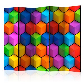 Parawan 5-częściowy - Tęczowa geometria II