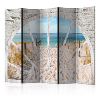 Parawan 5-częściowy - Widok z okna - Plaża II