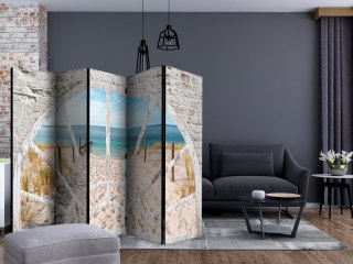 Parawan 5-częściowy - Widok z okna - Plaża II