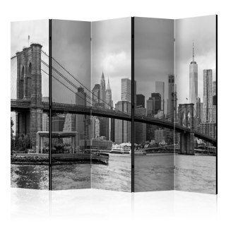 Parawan 5-częściowy - Droga na Manhattan (czarno-biały) II