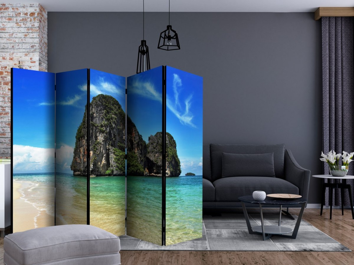 Parawan 5-częściowy - Egzotyczny krajobraz - plaża Railay, Tajlandia II Parawan 5-częściowy - Egzotyczny krajobraz - plaża Railay, Tajlandia II