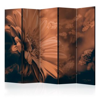 Parawan 5-częściowy - Gerbera w brązach II