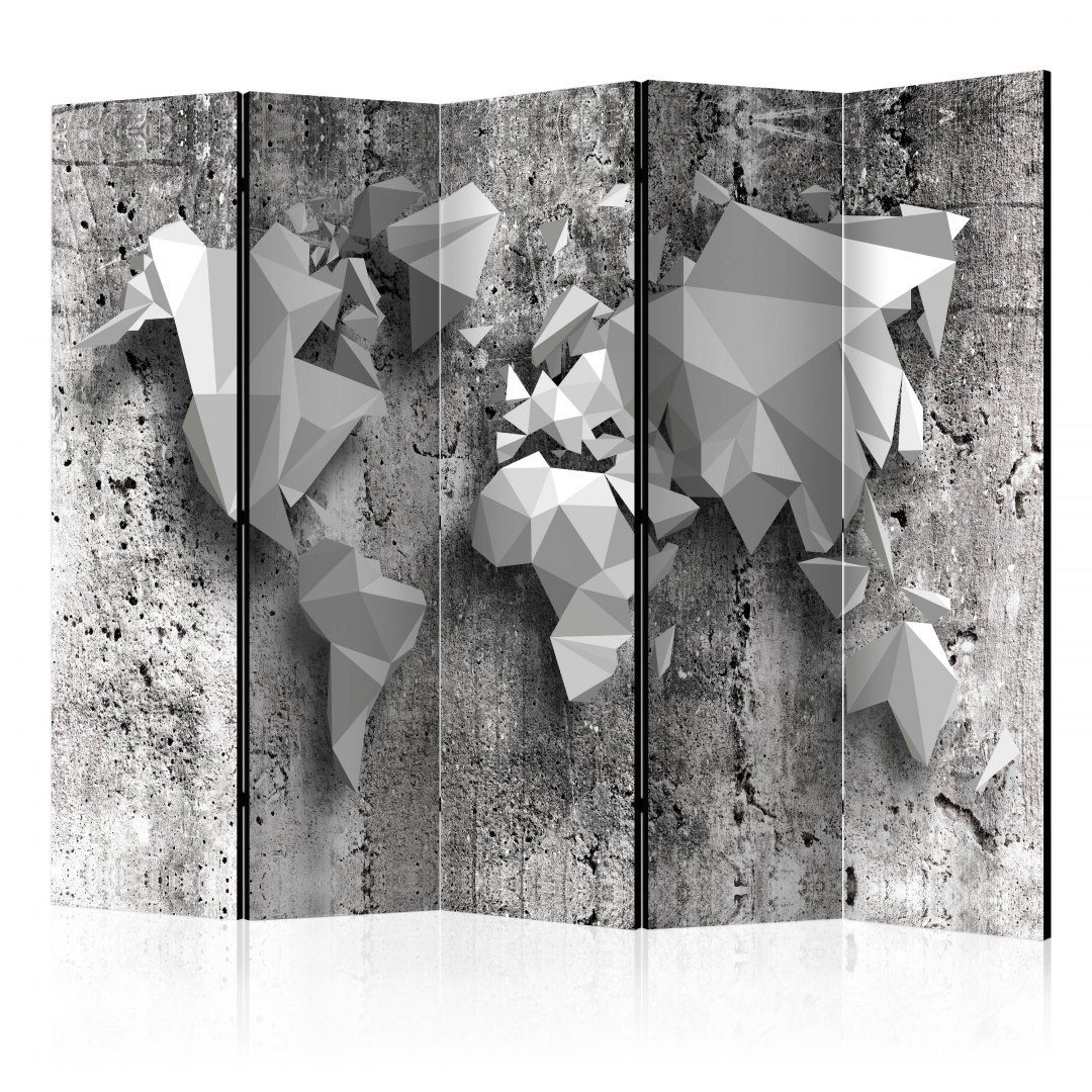 Parawan 5-częściowy - Mapa świata: origami II Parawan 5-częściowy - Mapa świata: origami II