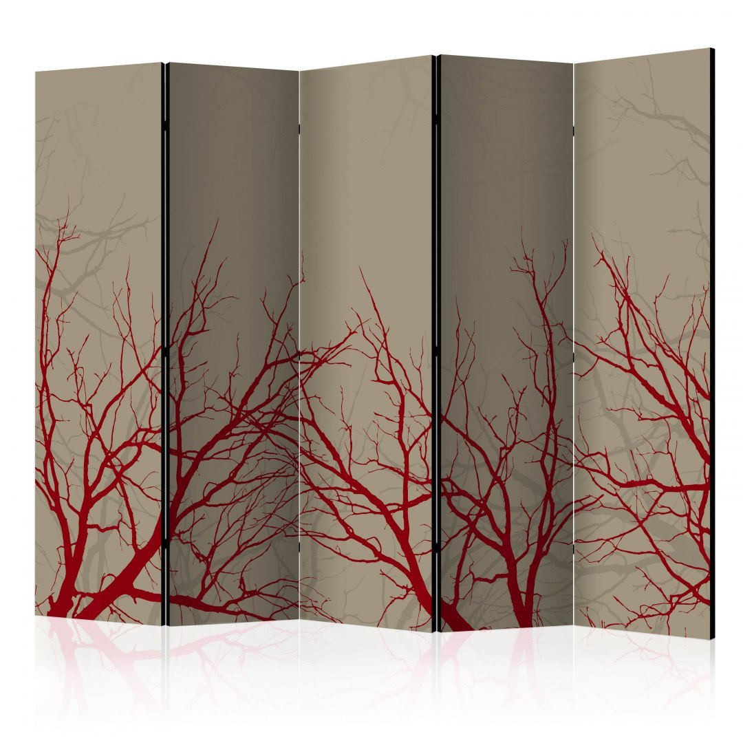 Parawan 5-częściowy - Red-hot branches II Parawan 5-częściowy - Red-hot branches II