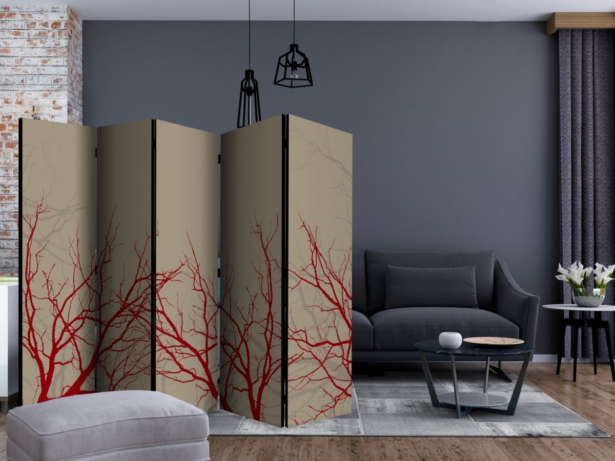 Parawan 5-częściowy - Red-hot branches II Parawan 5-częściowy - Red-hot branches II