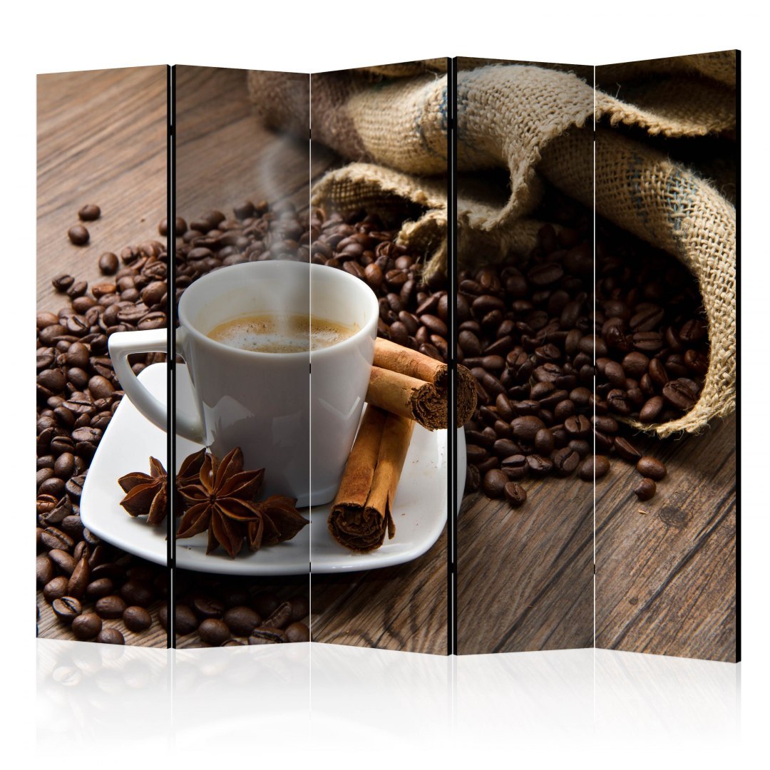 Parawan 5-częściowy - Star anise coffee II Parawan 5-częściowy - Star anise coffee II