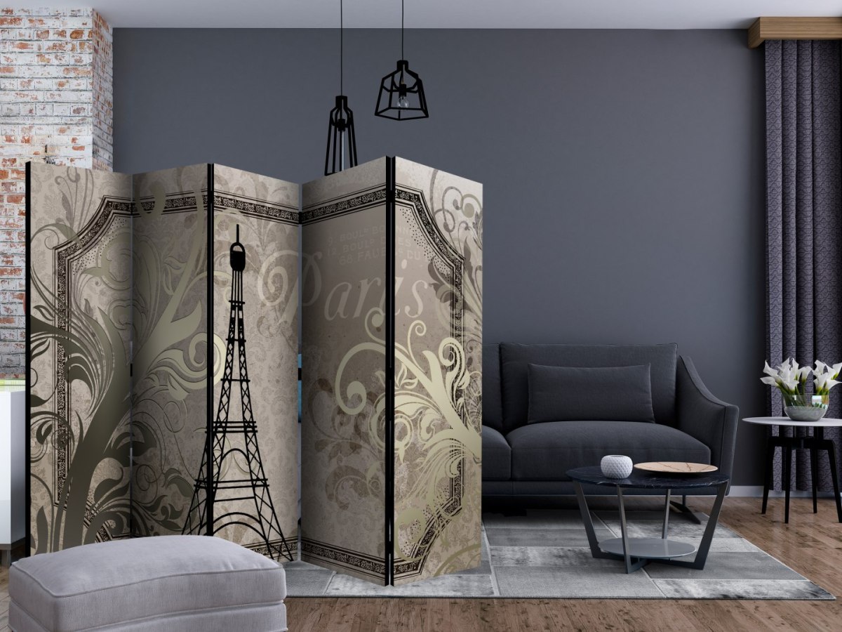 Parawan 5-częściowy - Vintage Paris - złoty II Parawan 5-częściowy - Vintage Paris - złoty II