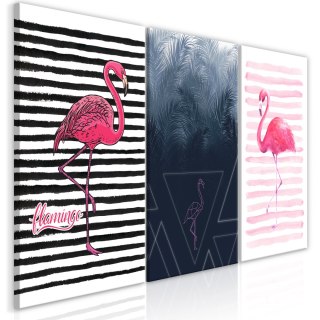 Obraz 3-częściowy - Flamingi