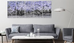 Obraz - Park magnolii (5-częściowy) wąski fioletowy