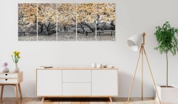 Obraz - Park magnolii (5-częściowy) wąski pomarańczowy