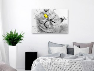 OBRAZ NA ŚCIANĘ DO SALONU, NA PŁÓTNIE, 120 x 80 cm, Radosne spojrzenie szeroki żółty