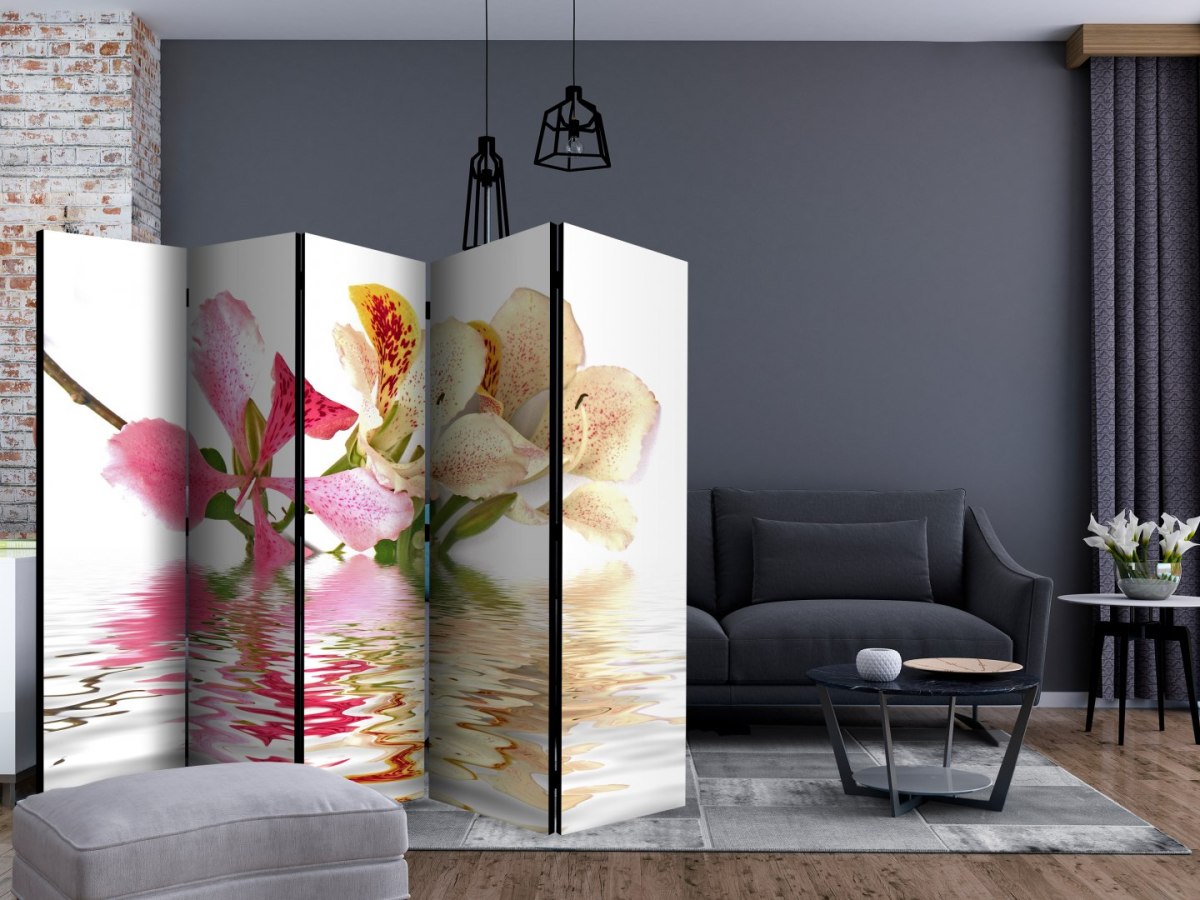 Parawan 5-częściowy - Kwiaty tropikalne - drzewo storczykowe (bauhinia) II Parawan 5-częściowy - Kwiaty tropikalne - drzewo storczykowe (bauhinia) II