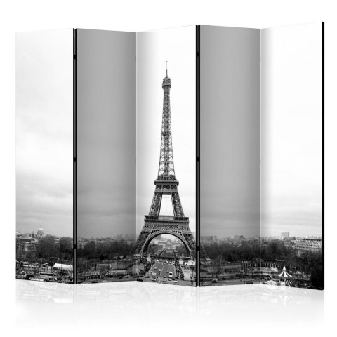 Parawan 5-częściowy - Paryż: czarno-biała fotografia II