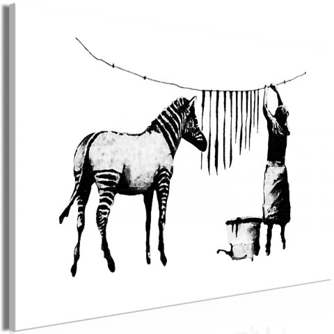 Obraz - Biały, Zebra, Banksy