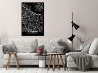 Obraz - Ciemna mapa Amsterdamu pionowy