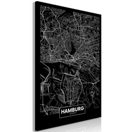 Obraz - Ciemna mapa Hamburga (1-częściowy) pionowy