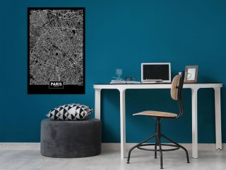 Obraz - Ciemna mapa Paryża pionowy