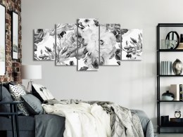 Obraz - Różana kompozycja (5-częściowy) szeroki czarno-biały