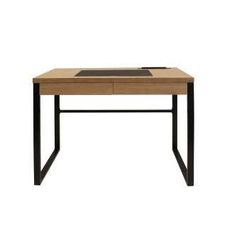 INDUSTRIALNE BIURKO LOFT, CZARNY METAL, MDF, DĄB, Z SZUFLADĄ, 100 CM
